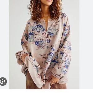 Free People With The Band Cabbage Rose Oversized Sweatshirt Size M